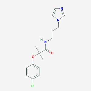 molecular formula C16H20ClN3O2 B263626 2-(4-chlorophenoxy)-N-[3-(1H-imidazol-1-yl)propyl]-2-methylpropanamide 