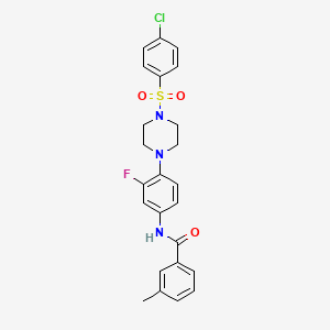 molecular formula C24H23ClFN3O3S B2636260 N-(4-{4-[(4-chlorophenyl)sulfonyl]piperazino}-3-fluorophenyl)-3-methylbenzenecarboxamide CAS No. 478260-29-6