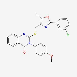 molecular formula C26H20ClN3O3S B2636262 2-(((2-(3-chlorophenyl)-5-methyloxazol-4-yl)methyl)thio)-3-(4-methoxyphenyl)quinazolin-4(3H)-one CAS No. 1114827-51-8