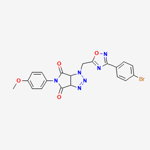 molecular formula C20H15BrN6O4 B2636264 1-{[3-(4-bromophenyl)-1,2,4-oxadiazol-5-yl]methyl}-5-(4-methoxyphenyl)-1H,3aH,4H,5H,6H,6aH-pyrrolo[3,4-d][1,2,3]triazole-4,6-dione CAS No. 1206991-74-3