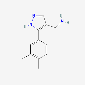 molecular formula C12H15N3 B2636270 (5-(3,4-dimethylphenyl)-1H-pyrazol-4-yl)methanamine CAS No. 1518002-87-3