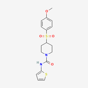 molecular formula C17H20N2O4S2 B2636278 4-((4-methoxyphenyl)sulfonyl)-N-(thiophen-2-yl)piperidine-1-carboxamide CAS No. 1705551-96-7