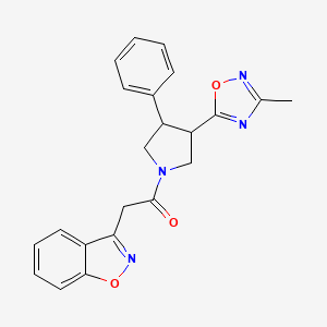 molecular formula C22H20N4O3 B2636281 2-(Benzo[d]isoxazol-3-yl)-1-(3-(3-methyl-1,2,4-oxadiazol-5-yl)-4-phenylpyrrolidin-1-yl)ethanone CAS No. 1903716-61-9