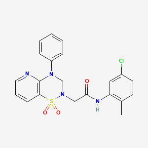 molecular formula C21H19ClN4O3S B2636286 N-(5-chloro-2-methylphenyl)-2-(1,1-dioxido-4-phenyl-3,4-dihydro-2H-pyrido[2,3-e][1,2,4]thiadiazin-2-yl)acetamide CAS No. 1251596-00-5