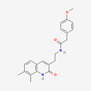 molecular formula C22H24N2O3 B2636290 N-[2-(7,8-dimethyl-2-oxo-1H-quinolin-3-yl)ethyl]-2-(4-methoxyphenyl)acetamide CAS No. 851407-41-5