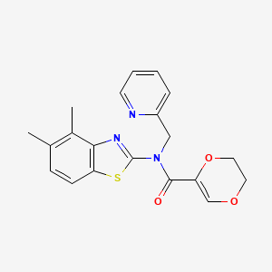 molecular formula C20H19N3O3S B2636294 N-(4,5-二甲基苯并[d]噻唑-2-基)-N-(吡啶-2-基甲基)-5,6-二氢-1,4-二氧杂环-2-酰胺 CAS No. 899736-17-5