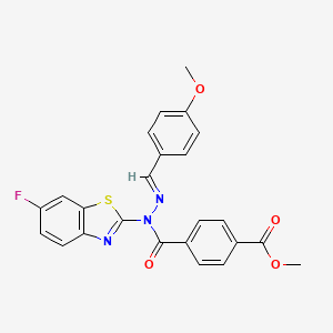 molecular formula C24H18FN3O4S B2636299 (E)-methyl 4-(1-(6-fluorobenzo[d]thiazol-2-yl)-2-(4-methoxybenzylidene)hydrazinecarbonyl)benzoate CAS No. 1006838-73-8