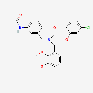 N-[3-[[3-(3-chlorophenoxy)-2-(2,3-dimethoxyphenyl)-4-oxoazetidin-1-yl]methyl]phenyl]acetamide