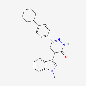 molecular formula C25H27N3O B2636306 3-(4-环己基苯基)-5-(1-甲基吲哚-3-基)-1H,4H,5H-1,2-二氮-6-酮 CAS No. 946385-95-1
