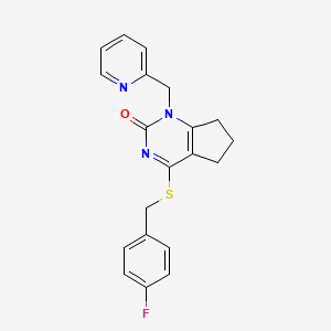 4-((4-fluorobenzyl)thio)-1-(pyridin-2-ylmethyl)-6,7-dihydro-1H-cyclopenta[d]pyrimidin-2(5H)-one