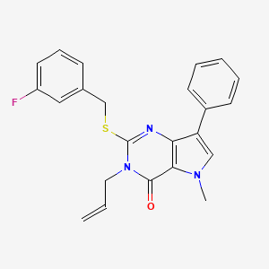 molecular formula C23H20FN3OS B2636316 3-allyl-2-((3-fluorobenzyl)thio)-5-methyl-7-phenyl-3H-pyrrolo[3,2-d]pyrimidin-4(5H)-one CAS No. 1111052-09-5