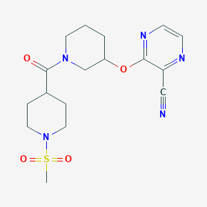 molecular formula C17H23N5O4S B2636317 3-((1-(1-(Methylsulfonyl)piperidine-4-carbonyl)piperidin-3-yl)oxy)pyrazine-2-carbonitrile CAS No. 2034503-19-8