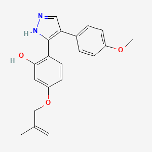 molecular formula C20H20N2O3 B2636318 6-[4-(4-甲氧苯基)-1,2-二氢吡唑-3-亚甲基]-3-(2-甲基丙-2-烯氧基)-1-环己-2,4-二烯酮 CAS No. 1008904-65-1