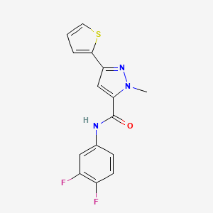 molecular formula C15H11F2N3OS B2636319 N-(3,4-difluorophenyl)-1-methyl-3-(thiophen-2-yl)-1H-pyrazole-5-carboxamide CAS No. 1219844-62-8