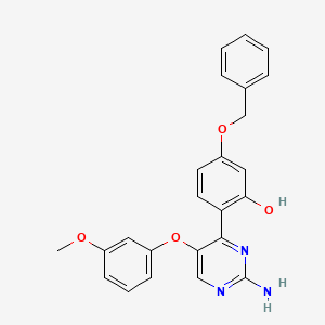 molecular formula C24H21N3O4 B2636321 2-(2-Amino-5-(3-methoxyphenoxy)pyrimidin-4-yl)-5-(benzyloxy)phenol CAS No. 849920-86-1