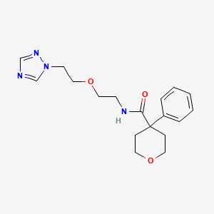 4-phenyl-N-{2-[2-(1H-1,2,4-triazol-1-yl)ethoxy]ethyl}oxane-4-carboxamide