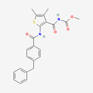 molecular formula C23H22N2O4S B2636340 Methyl (2-(4-benzylbenzamido)-4,5-dimethylthiophene-3-carbonyl)carbamate CAS No. 896307-29-2