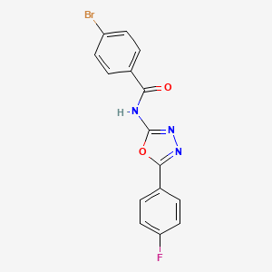 molecular formula C15H9BrFN3O2 B2636342 4-bromo-N-[5-(4-fluorophenyl)-1,3,4-oxadiazol-2-yl]benzamide CAS No. 865285-34-3