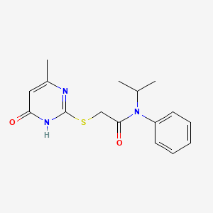 molecular formula C16H19N3O2S B2636345 2-((4-hydroxy-6-methylpyrimidin-2-yl)thio)-N-isopropyl-N-phenylacetamide CAS No. 325996-84-7