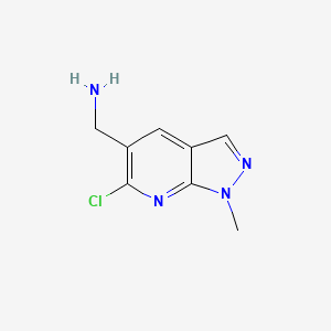 molecular formula C8H9ClN4 B2636348 (6-氯-1-甲基吡唑并[3,4-b]吡啶-5-基)甲胺 CAS No. 2411248-03-6