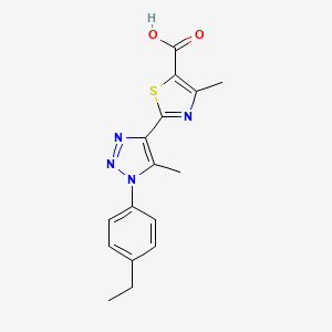 molecular formula C16H16N4O2S B2636357 2-[1-(4-乙基苯基)-5-甲基-1H-1,2,3-三唑-4-基]-4-甲基-1,3-噻唑-5-羧酸 CAS No. 1232809-10-7