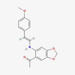 molecular formula C18H17NO4 B2636385 1-(6-{[(E)-2-(4-甲氧基苯基)乙烯基]氨基}-1,3-苯并二氧杂环-5-基)-1-乙酮 CAS No. 882747-81-1