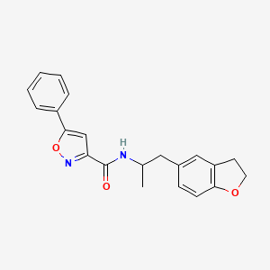 molecular formula C21H20N2O3 B2636388 N-(1-(2,3-dihydrobenzofuran-5-yl)propan-2-yl)-5-phenylisoxazole-3-carboxamide CAS No. 2034450-09-2