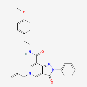 molecular formula C25H24N4O3 B2636405 5-allyl-N-(4-methoxyphenethyl)-3-oxo-2-phenyl-3,5-dihydro-2H-pyrazolo[4,3-c]pyridine-7-carboxamide CAS No. 921781-33-1