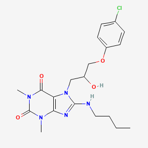 molecular formula C20H26ClN5O4 B2636441 8-(butylamino)-7-(3-(4-chlorophenoxy)-2-hydroxypropyl)-1,3-dimethyl-1H-purine-2,6(3H,7H)-dione CAS No. 941874-20-0