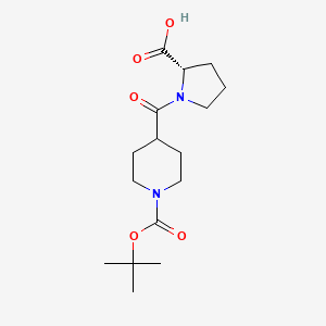 molecular formula C16H26N2O5 B2636449 (S)-1-(1-(tert-butoxycarbonyl)piperidine-4-carbonyl)pyrrolidine-2-carboxylic acid CAS No. 955970-96-4