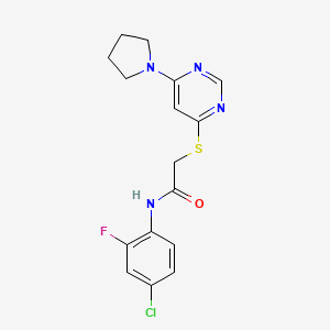 N-(4-chloro-2-fluorophenyl)-2-((6-(pyrrolidin-1-yl)pyrimidin-4-yl)thio)acetamide