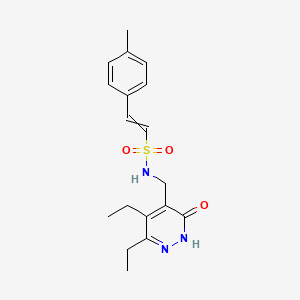 molecular formula C18H23N3O3S B2636461 N-[(5,6-diethyl-3-oxo-2,3-dihydropyridazin-4-yl)methyl]-2-(4-methylphenyl)ethene-1-sulfonamide CAS No. 1424663-65-9