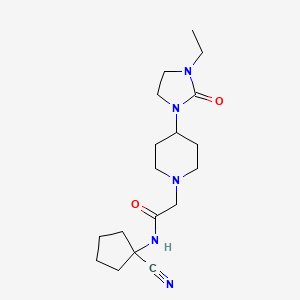 molecular formula C18H29N5O2 B2636465 N-(1-cyanocyclopentyl)-2-[4-(3-ethyl-2-oxoimidazolidin-1-yl)piperidin-1-yl]acetamide CAS No. 1333635-32-7