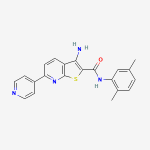 molecular formula C21H18N4OS B2636473 3-amino-N-(2,5-dimethylphenyl)-6-(4-pyridinyl)thieno[2,3-b]pyridine-2-carboxamide CAS No. 496019-12-6