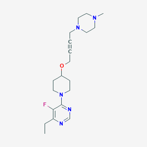 molecular formula C20H30FN5O B2636482 4-Ethyl-5-fluoro-6-[4-[4-(4-methylpiperazin-1-yl)but-2-ynoxy]piperidin-1-yl]pyrimidine CAS No. 2415586-97-7