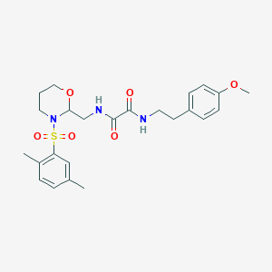 molecular formula C24H31N3O6S B2636525 N1-((3-((2,5-dimethylphenyl)sulfonyl)-1,3-oxazinan-2-yl)methyl)-N2-(4-methoxyphenethyl)oxalamide CAS No. 872724-49-7