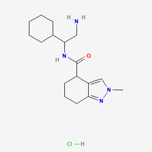 molecular formula C17H29ClN4O B2636527 N-(2-Amino-1-cyclohexylethyl)-2-methyl-4,5,6,7-tetrahydroindazole-4-carboxamide;hydrochloride CAS No. 2418680-63-2