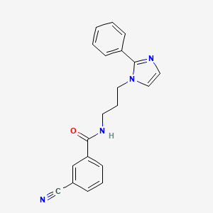 molecular formula C20H18N4O B2636528 3-cyano-N-(3-(2-phenyl-1H-imidazol-1-yl)propyl)benzamide CAS No. 1421457-73-9