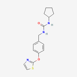 molecular formula C16H19N3O2S B2636529 1-Cyclopentyl-3-(4-(thiazol-2-yloxy)benzyl)urea CAS No. 2034378-48-6