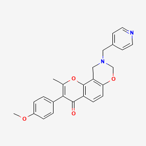molecular formula C25H22N2O4 B2636535 3-(4-methoxyphenyl)-2-methyl-9-(pyridin-4-ylmethyl)-9,10-dihydrochromeno[8,7-e][1,3]oxazin-4(8H)-one CAS No. 929402-99-3
