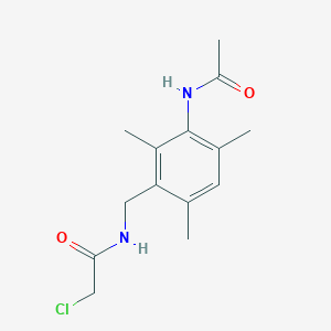 molecular formula C14H19ClN2O2 B2636549 N-[3-(acetylamino)-2,4,6-trimethylbenzyl]-2-chloroacetamide CAS No. 924841-94-1