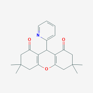 molecular formula C22H25NO3 B2636553 3,3,6,6-四甲基-9-(2-吡啶基)-3,4,5,6,7,9-六氢-1H-呫吨-1,8(2H)-二酮 CAS No. 708977-33-7
