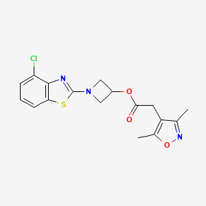 molecular formula C17H16ClN3O3S B2636554 1-(4-Chlorobenzo[d]thiazol-2-yl)azetidin-3-yl 2-(3,5-dimethylisoxazol-4-yl)acetate CAS No. 1396874-73-9