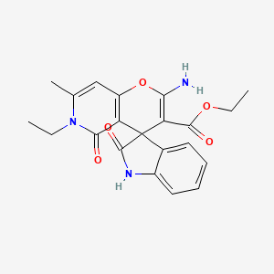 molecular formula C21H21N3O5 B2636557 Ethyl 2'-amino-6'-ethyl-7'-methyl-2,5'-dioxo-5',6'-dihydrospiro[indoline-3,4'-pyrano[3,2-c]pyridine]-3'-carboxylate CAS No. 886175-69-5