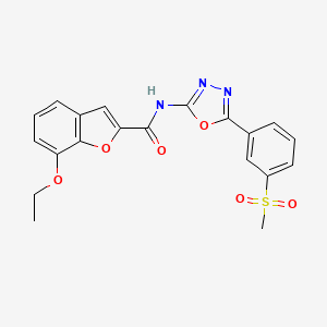 molecular formula C20H17N3O6S B2636564 7-ethoxy-N-(5-(3-(methylsulfonyl)phenyl)-1,3,4-oxadiazol-2-yl)benzofuran-2-carboxamide CAS No. 1105245-21-3