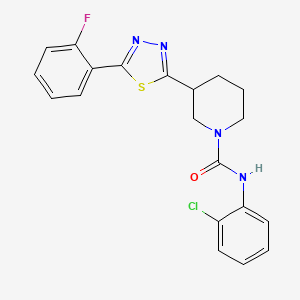 molecular formula C20H18ClFN4OS B2636565 N-(2-chlorophenyl)-3-(5-(2-fluorophenyl)-1,3,4-thiadiazol-2-yl)piperidine-1-carboxamide CAS No. 1351607-05-0