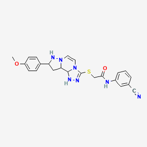 molecular formula C23H17N7O2S B2636570 N-(3-cyanophenyl)-2-{[11-(4-methoxyphenyl)-3,4,6,9,10-pentaazatricyclo[7.3.0.0^{2,6}]dodeca-1(12),2,4,7,10-pentaen-5-yl]sulfanyl}acetamide CAS No. 1207042-33-8