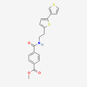 molecular formula C19H17NO3S2 B2636571 Methyl 4-((2-([2,3'-bithiophen]-5-yl)ethyl)carbamoyl)benzoate CAS No. 2034253-86-4