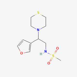 molecular formula C11H18N2O3S2 B2636578 N-(2-(furan-3-yl)-2-thiomorpholinoethyl)methanesulfonamide CAS No. 2034572-43-3
