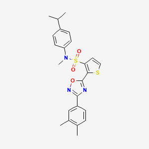 molecular formula C24H25N3O3S2 B2636583 2-[3-(3,4-dimethylphenyl)-1,2,4-oxadiazol-5-yl]-N-(4-isopropylphenyl)-N-methylthiophene-3-sulfonamide CAS No. 1291832-16-0